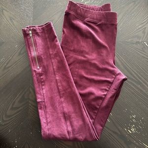 Express burgundy suede leggings
